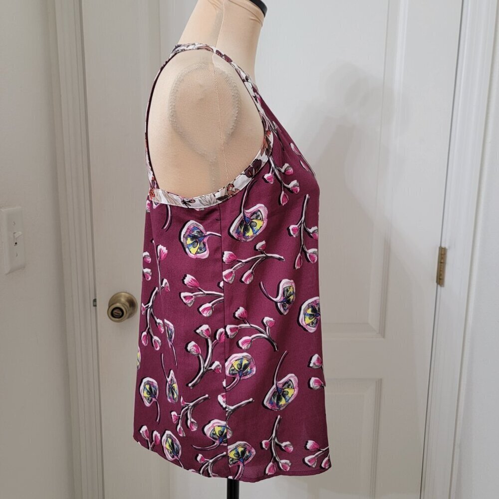 C&E (Cooper & Ella) Size S Burgundy Floral Sleeveless Blouse, Exc. Used Cond. - Picture 6 of 13